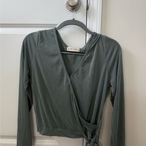 Lucky Brand Olive Green Wrap Top M